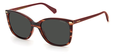 Women Polaroid Sunglasses: PLD 4108/S - Red Havana - SpecSMART Eye Clinic (Diagonal View)